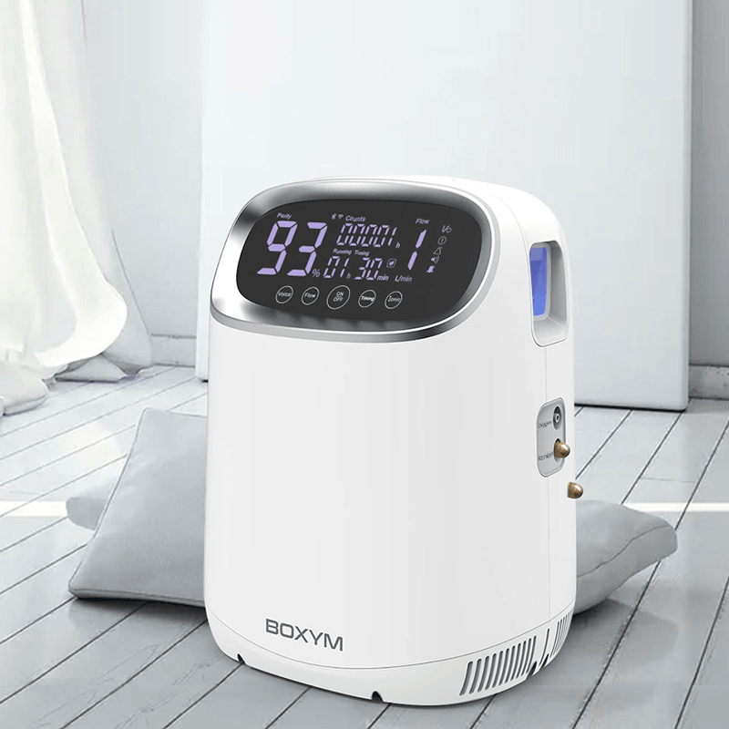 Oxygen Concentrator BOXYM BXM-JY101W 2 in 1 Atomizer Oxygen Generator 1L-7L Home Use Oxygen Generating Machine with Smart Touch Screen Remote Control Voice Broadcast