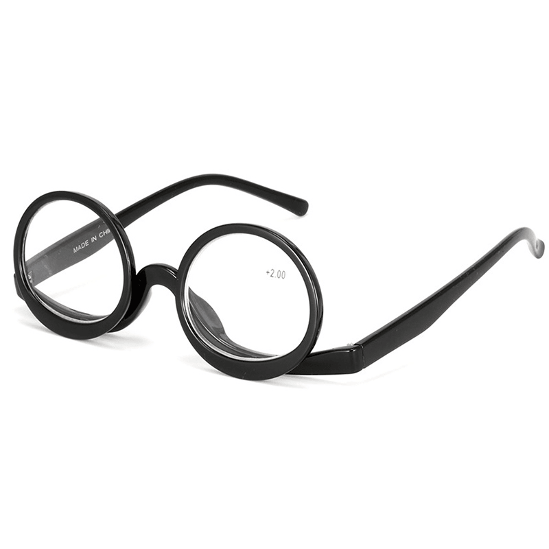 Unisex Flip-Up round Frame Reading Glasses Makeup Glasses