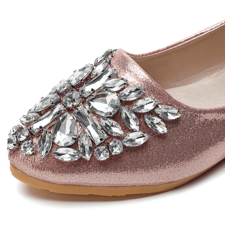 Women Sweet Rhinestone Ladies Lightweight Rhinestone Dressy Flats