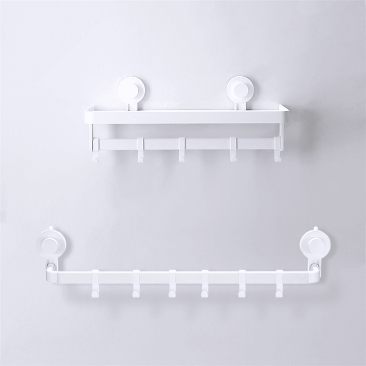 ABS No Drilling Storage Holder Towel Rack Bathroom Organizer Shelf - MRSLM