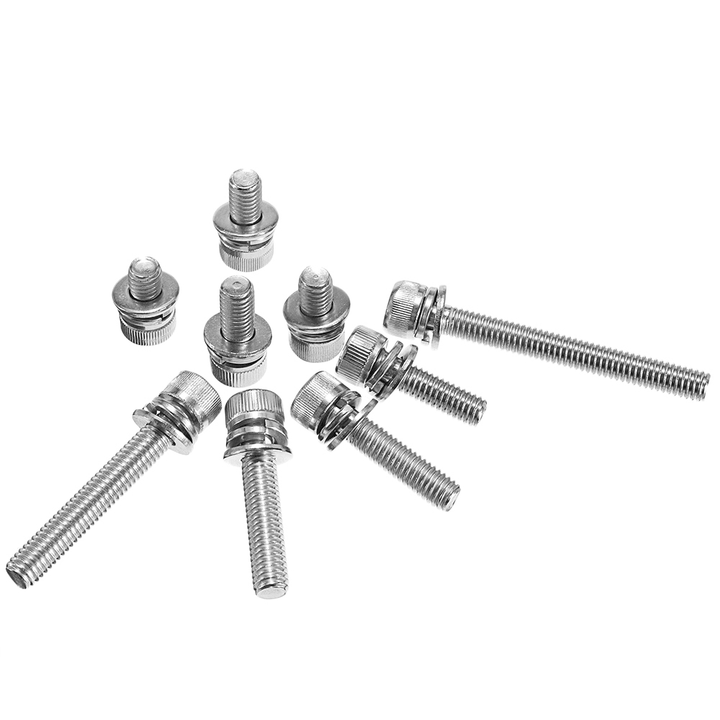 Suleve M6SH3 50Pcs M6 Hex Socket Knurled Cap Head Screw 304 Stainless Steel Bolt Assortment Set