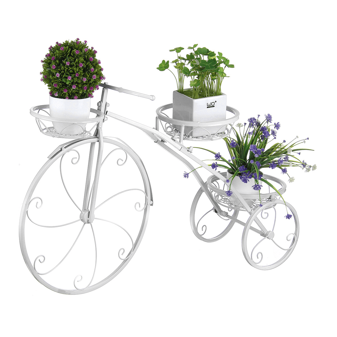 3 Tier Bicycles Plant Stand Metal Flower Pots Garden Decor Shelf Rack - MRSLM