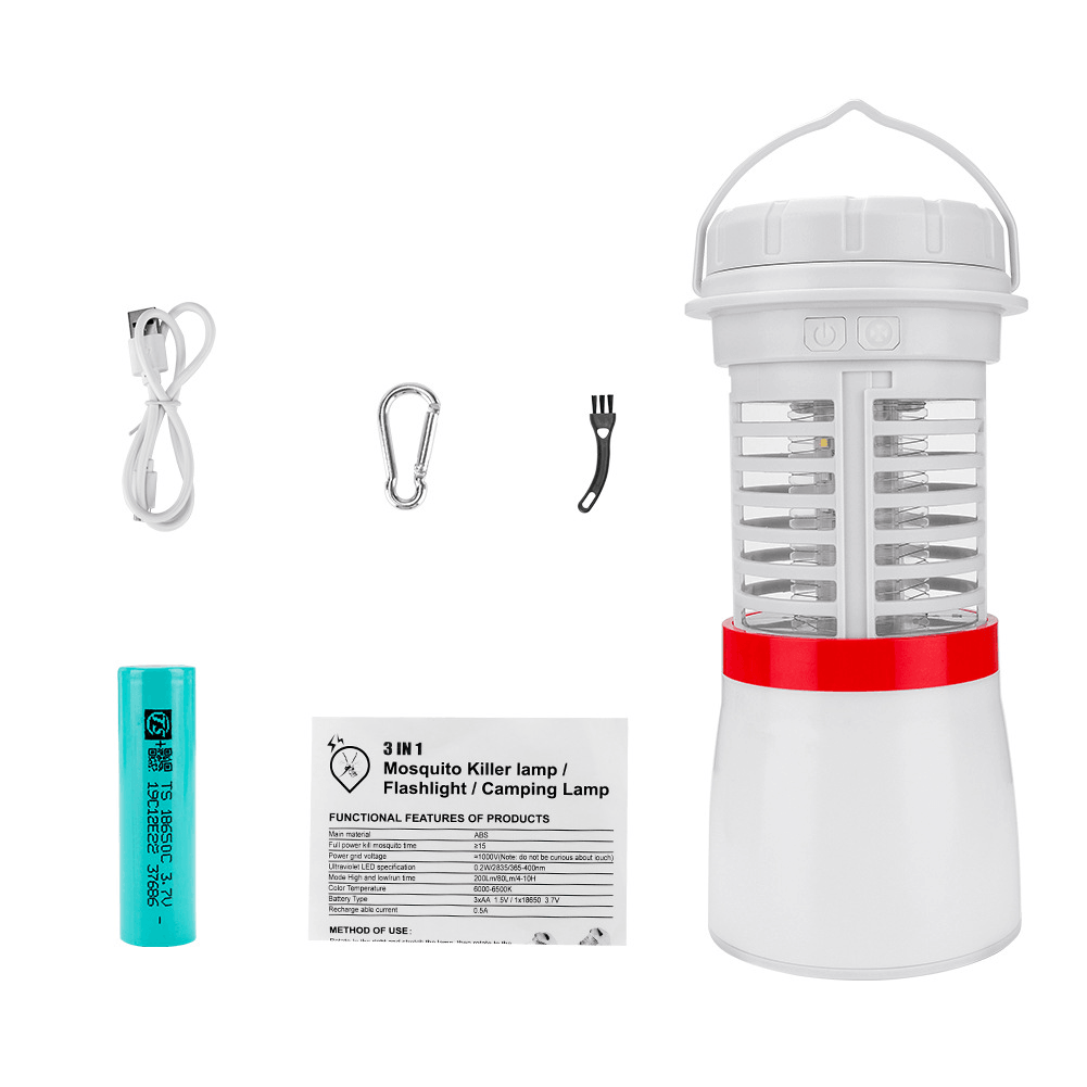 3 in 1 Electric Mosquito Killer Lamp LED Home Outdoor Mosquito Repellent Safe No Radiation Mosquito Killer Lamp Flashlight Camping Light