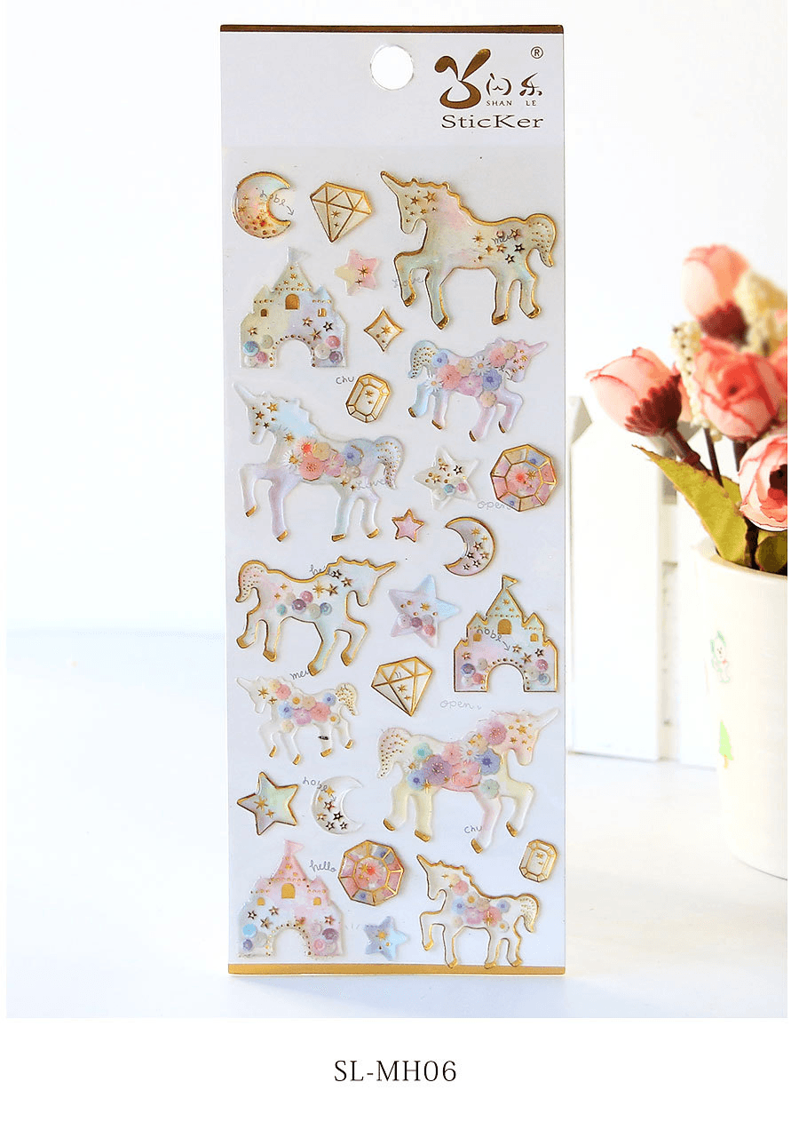 Fantasy Starry Sky Crystal Stickers Mobile Phone Album Decoration Paste Children'S Handmade Early Education Puzzle Reward Three-Dimensional Stickers