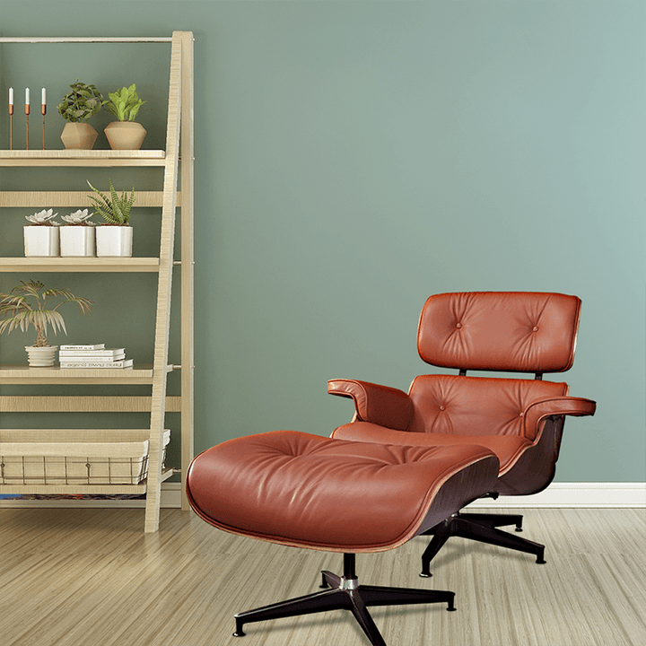 Full Genuine Leather Recliner Lounge Chair with Aluminum Base Support for Living Room