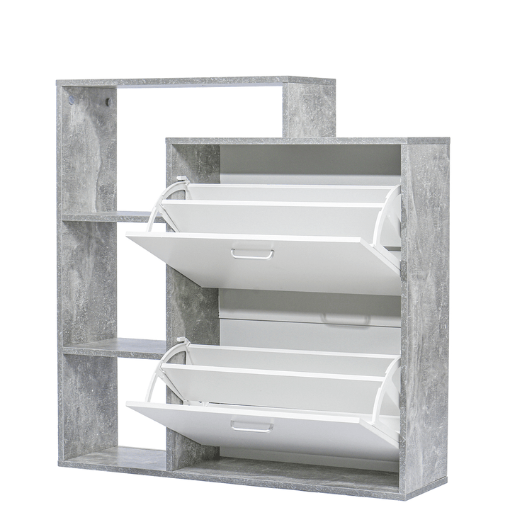 Modern Shoe Cabinet Storage Organizer 2 Door Display Shelf Multifunctional Rack