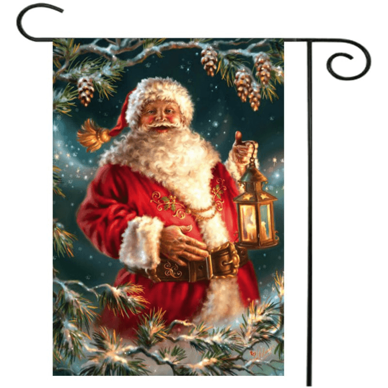 30X45Cm Christmas Santa Claus Polyester Welcome Flag Garden Holiday Decoration