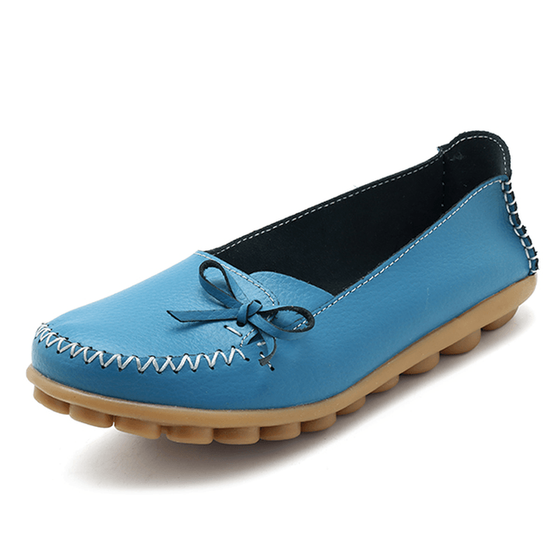 Larger Size Women Casual Shoe Leather Comfy Flat Loafers - MRSLM