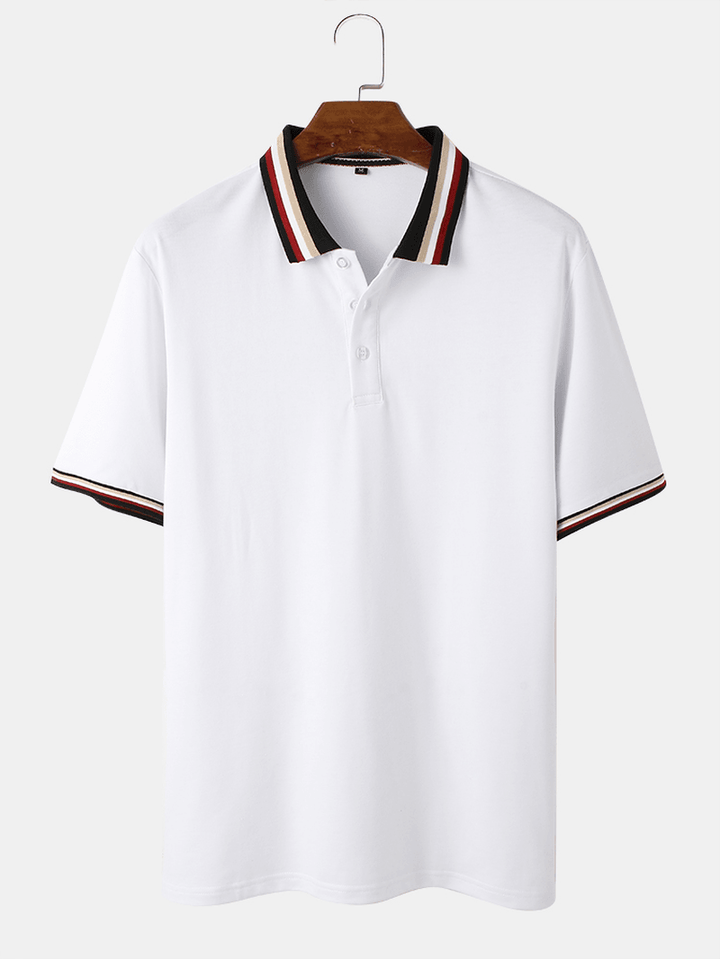 Mens Casual Solid Color Button Closure Business Golf Shirts