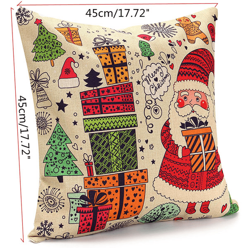 45X45Cm Christmas Santa Claus Snowmen Gift Fashion Cotton Linen Pillow Case Home Decor