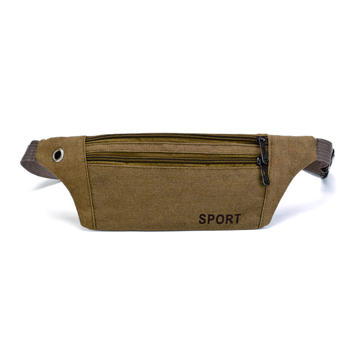 Unisex Canvas Waist Bag Waist Belt Bag Fanny Pack Hip Pouch Travel Sports Phone Pocket - MRSLM