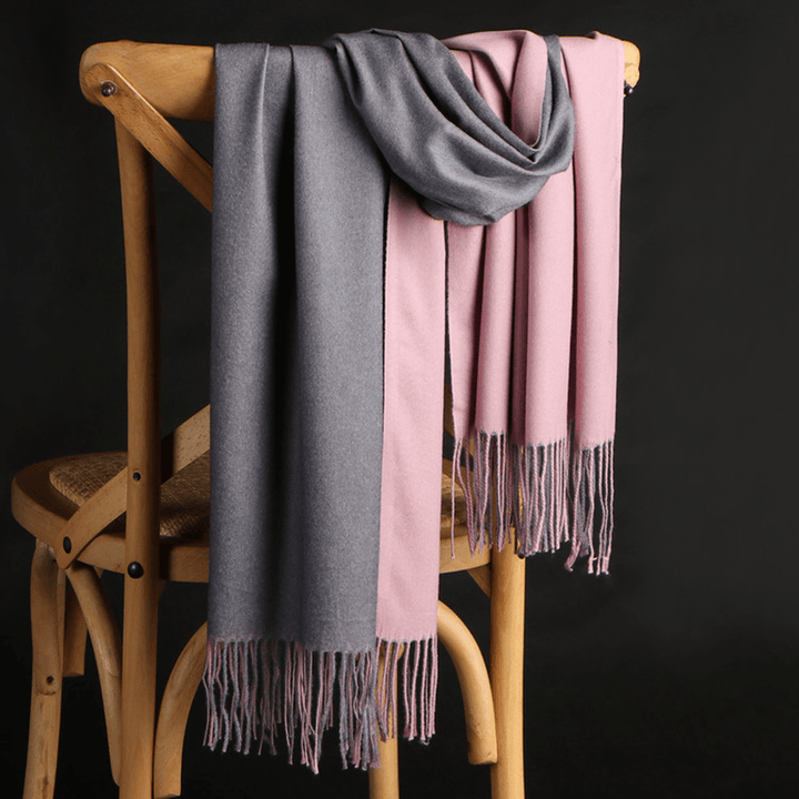 Double-Sided Cashmere Scarf Women Winter Korean Style Wild Tassel Shawl