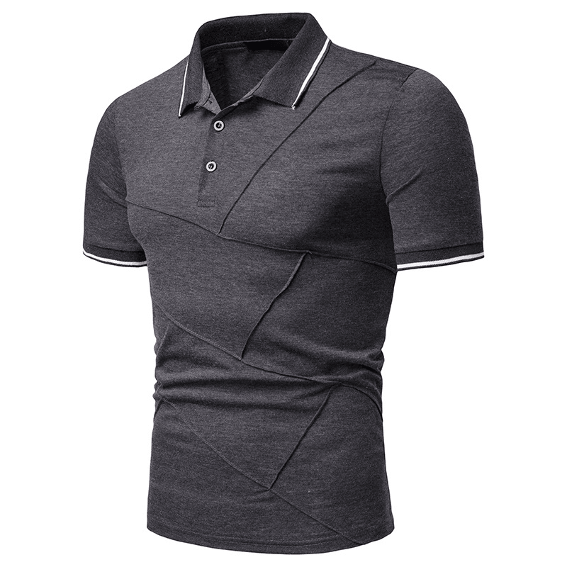 Mens Business Turn-Down Collar Splice Cotton Slim Golf Shirts - MRSLM