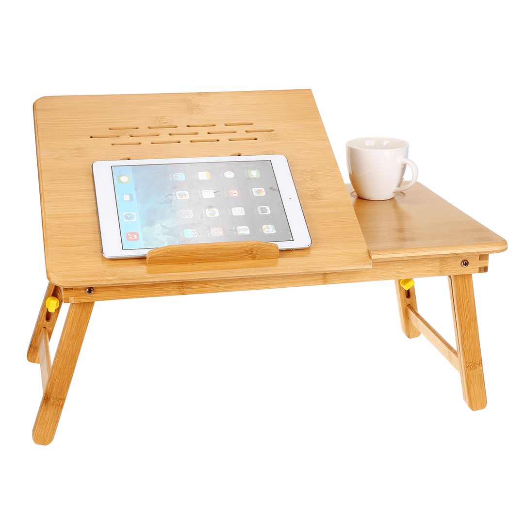 Bamboo Laptop Notebook Bed Desk Table Holder Sofa Tray Cooling Stand with Drawer