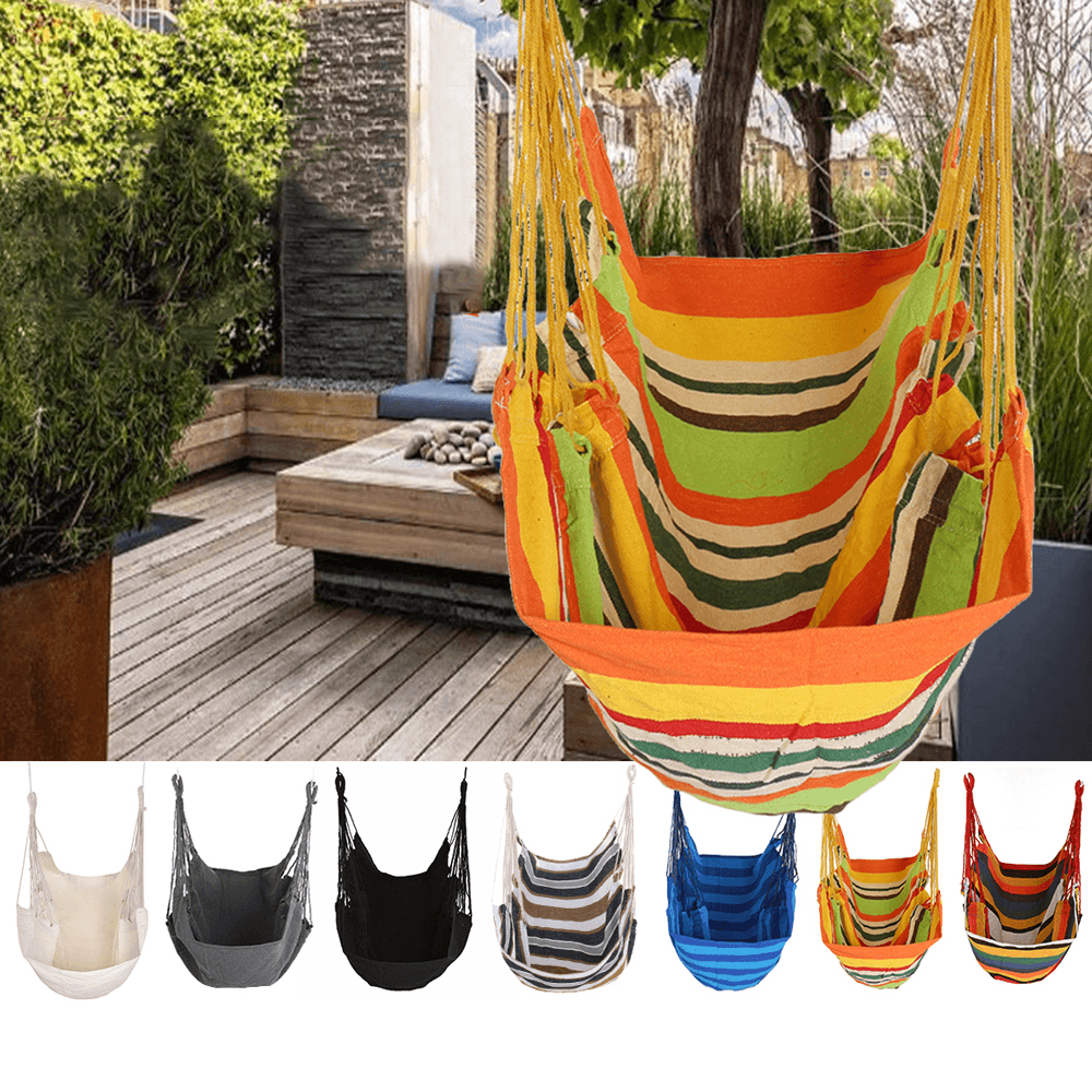 Deluxe Camping Portable Hammock Hanging Rope Chair Porch Swing Patio Yard Seat Camping Indoor Outdoor Hammocks