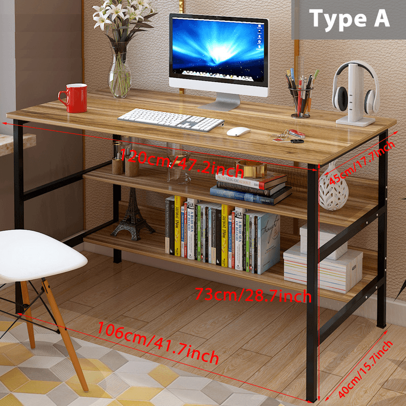 120X45X73Cm Laptop Computer Desk Study Table Storage Home Office Workstation Kit - MRSLM