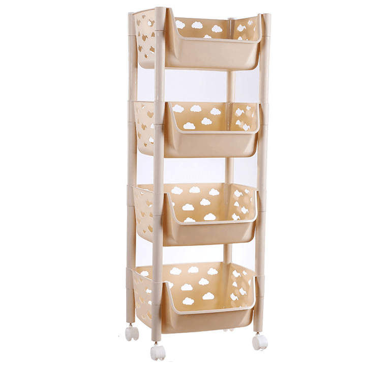 3/4 Tier Kitchen Vegetables Storage Trolley Cart Shelf Wheels Room Rack Stand