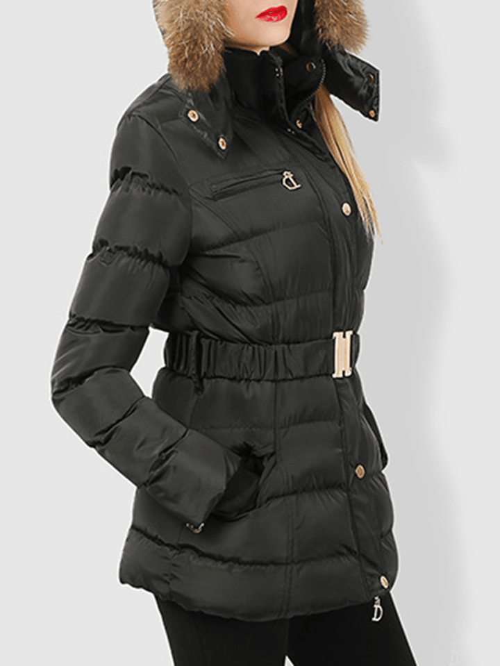 Faux Fur Hooded Quilted Coat