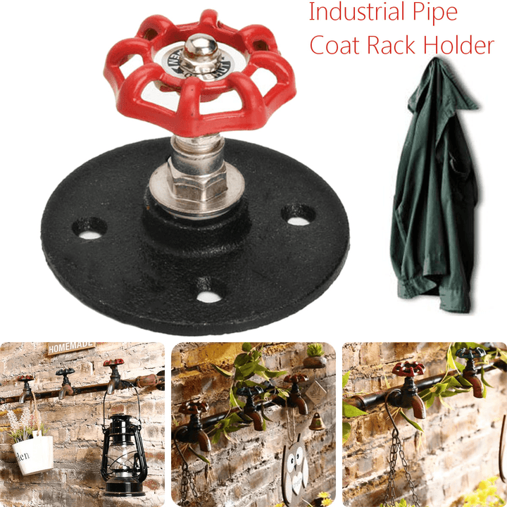 Industrial Retro Iron Pipe Wall Hook Steampunk Clothes Coat Towel Hat Rack Flange Hanger