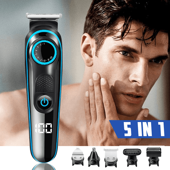 SH-1831 5 in 1 Multifunctional Electric Hair Clipper Shaver USB Charging Beard Shaver Body Trimmer Nose Trimmer for Home Man Child Hair Cutting