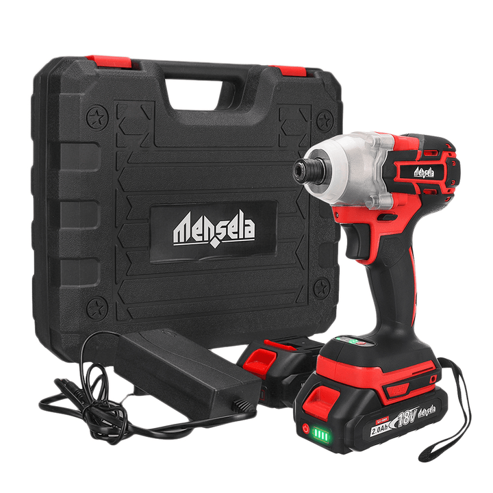 Mensela ID-L1 2.0AH 18V 3500RPM Brushless Impact Driver 3 Speeds Wireless Rechargeable Screwdriver W/ None/1/2 Battery & 6Pcs Driver Bits & 4Pcs Socket Bits for Metal Concrete Wood