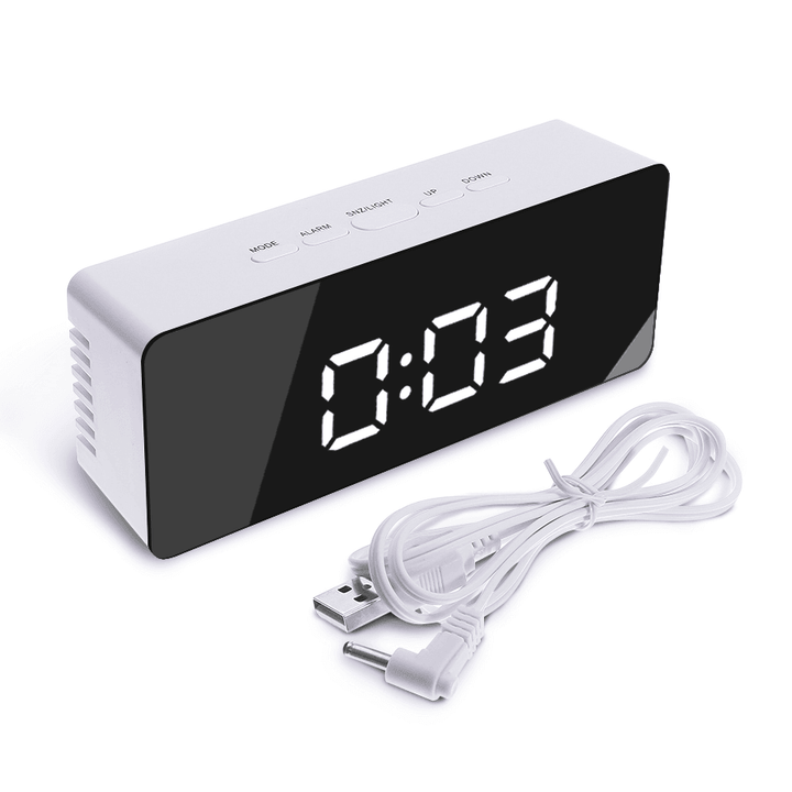 [2019 Third Digoo Carnival] Digoo DG-DM1 Wireless USB Mirror LED Digital Therometer Temperature Night Mode Black Alarm Clock - MRSLM