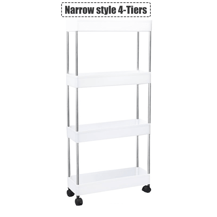 3/4 Tier Organizer Trolley Cart Utility Rolling Storage Rack Holders Saver Hooks - MRSLM