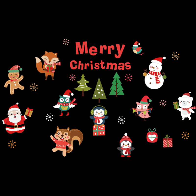 Miico SK6038 Christmas Sticker Novetly Cartoon Wall Stickers for Kids Room Decoration Christmas Party