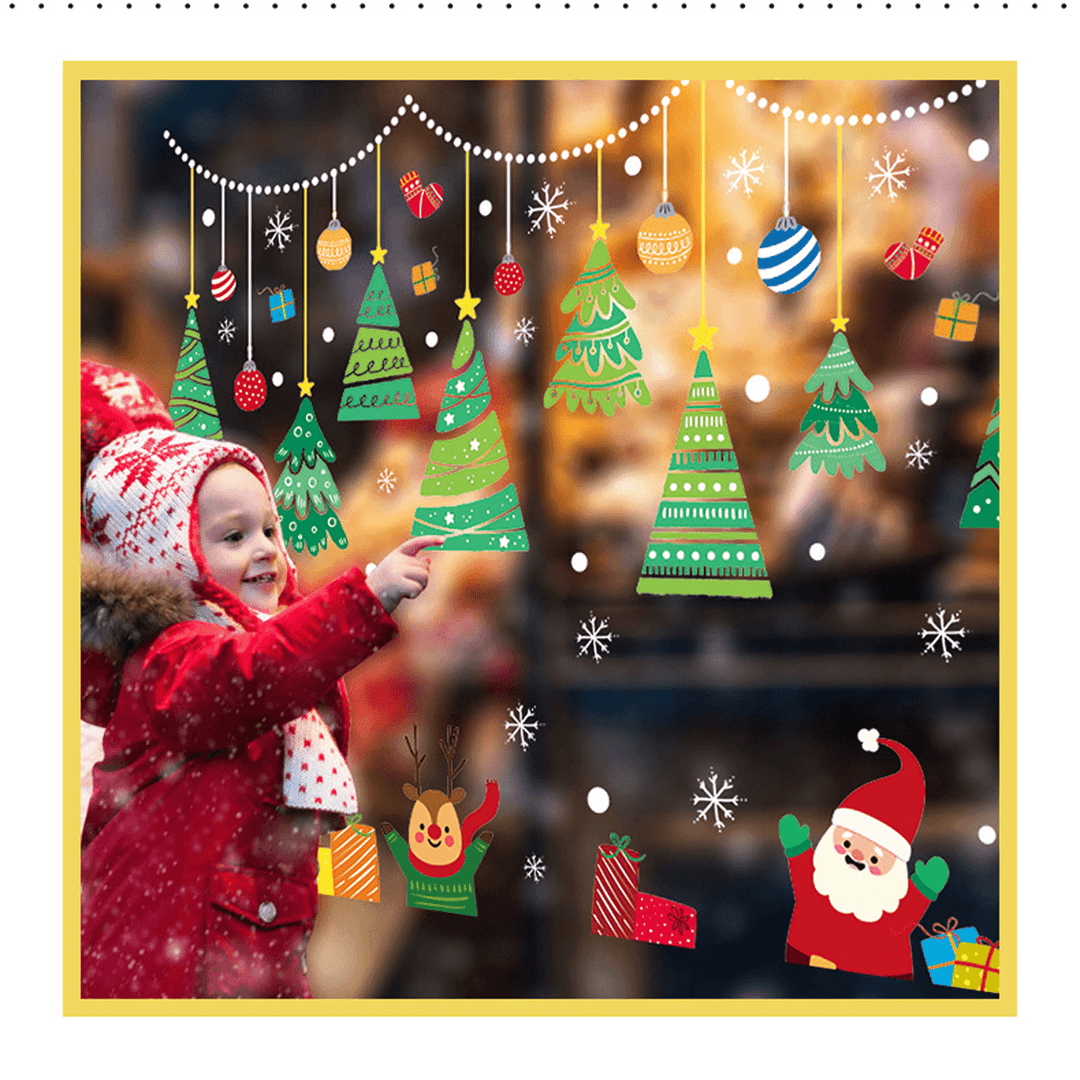 2020 Christmas Decoration Sticker Glass Windows Decals Merry Christmas Home Decoration Wall Stickers Kids Room New Year Wallpaper