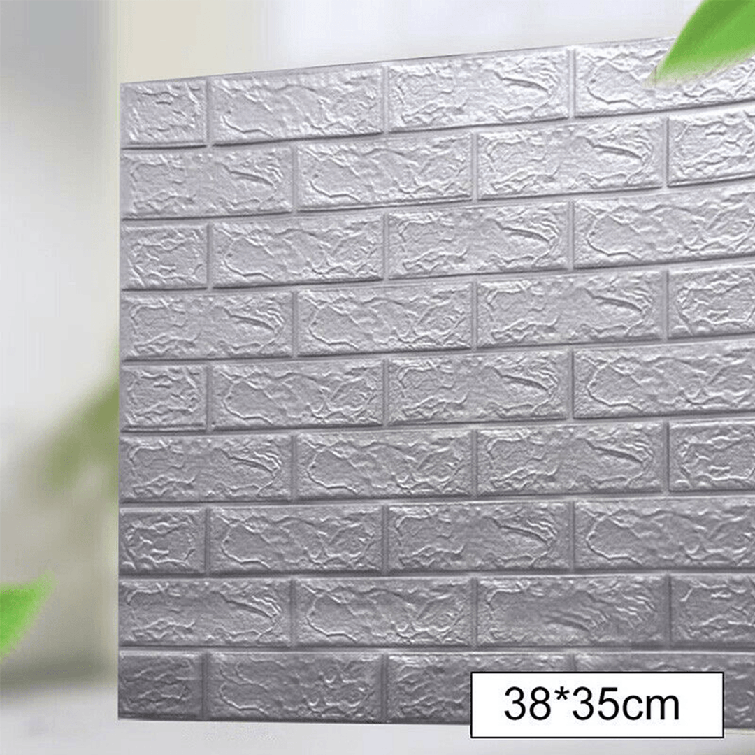 5Pcs 3D Soft Tile Brick Wall Sticker Self-Adhesive Waterproof Foam Panel 38*35Cm - MRSLM