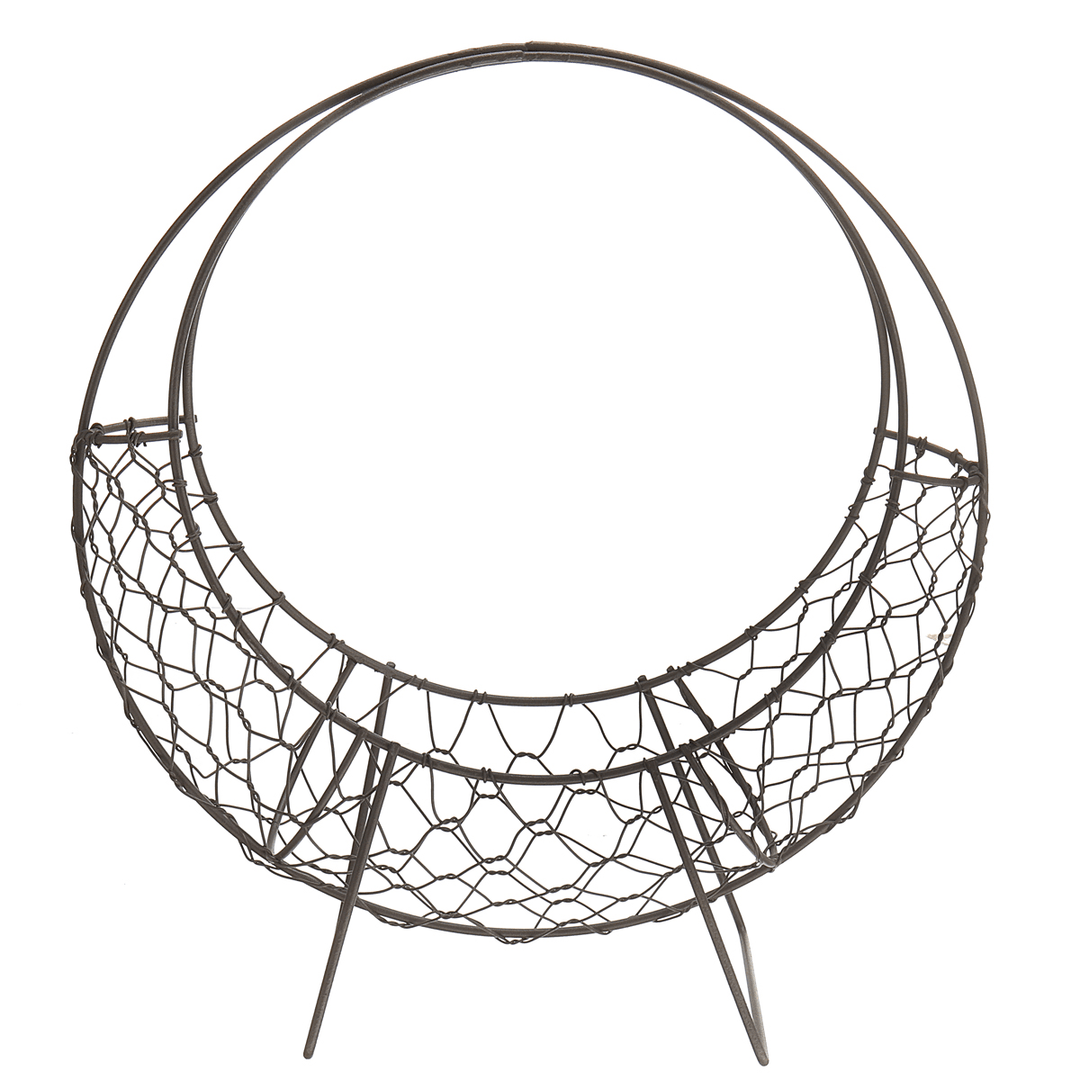 Flower Basket Stand Moon Shape Iron Wire Wreath Frame Metal Succulent Pot 28CM - MRSLM