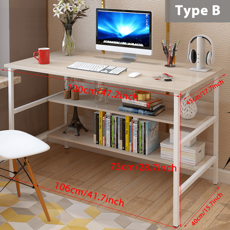 120X45X73Cm Laptop Computer Desk Study Table Storage Home Office Workstation Kit - MRSLM