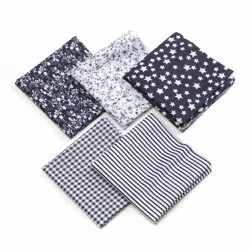 5Pcs/Set 19.7'' Series Fabric Cotton Bundles Fat Quarters Polycotton Material Florals Gingham Spots Non Woven Fabric