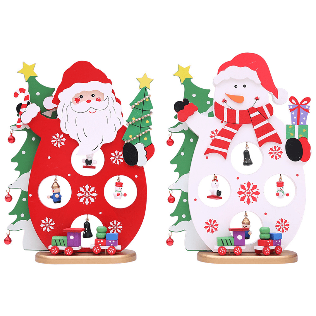 24*17CM Christmas Santa Claus Snowman Holiday Desktop Wooden Craft Decorations