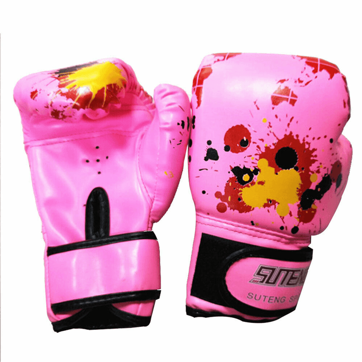 1 Pair Kids Boxing Gloves Punching Bag Training Thai Muay Kickboxing Sparring Gloves for 3-12 Years Old