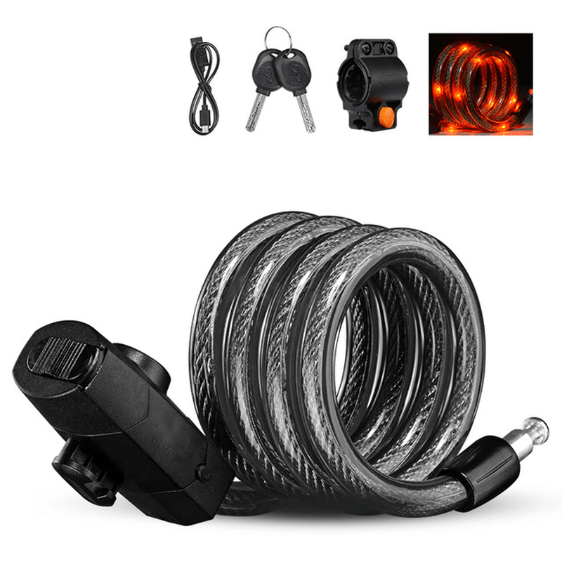 XANES 1.2M Mutifunction Anti-Theft Bike Lock Safe Tail Light Lock Usb Rechargeable Rainproof