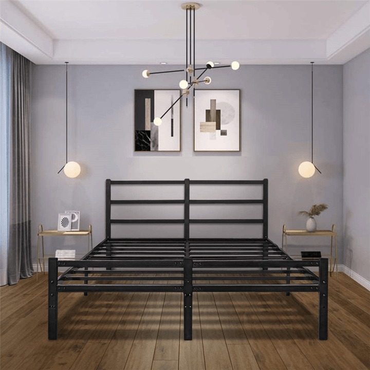 Full Bed Frames with Headboard,Black 14 Inch Metal Platform Bed Frame with Storage, Heavy Duty Steel Slat and Anti-Slip Support, Easy Quick Lock Assembly, No Box Spring Needed - Full Size