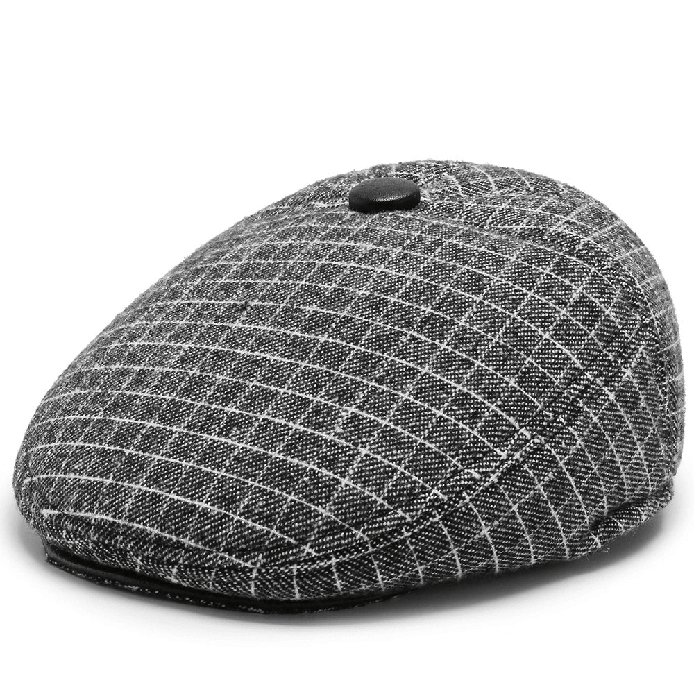 Men'S Forward Hat Cotton Hemp Breathable Big Head Fashion British Retro Men'S Winter Ear Protection Thickened Beret