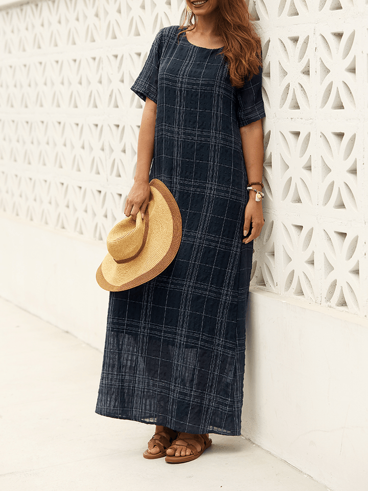 Plaid Loose Summer Maxi Dress