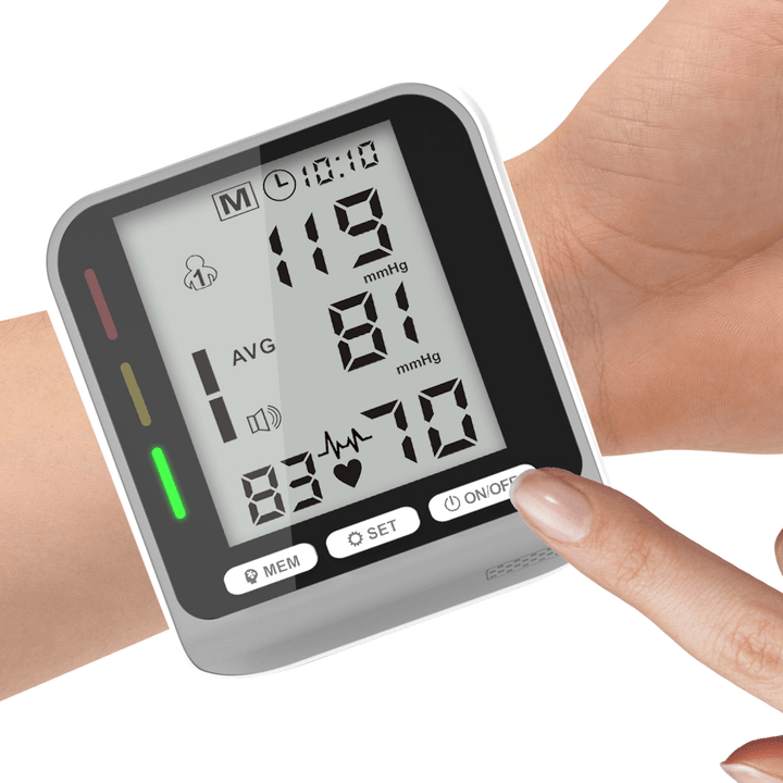 Boxym JZ-253A Wrist Blood Pressure Monitor Pulse Heart Beat Rate Monitoring Device Equipment Tonometer BP Mini Sphygmomanometer