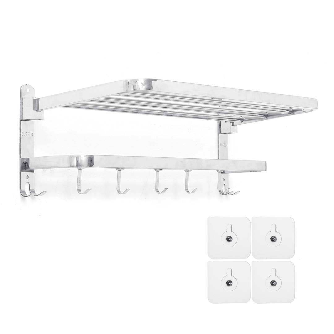 Stainless Steel Bathroom Towel Holder Organizer Wall Mounted Towel Rack Home Hotel Wall Shelf for Bathroom Storage