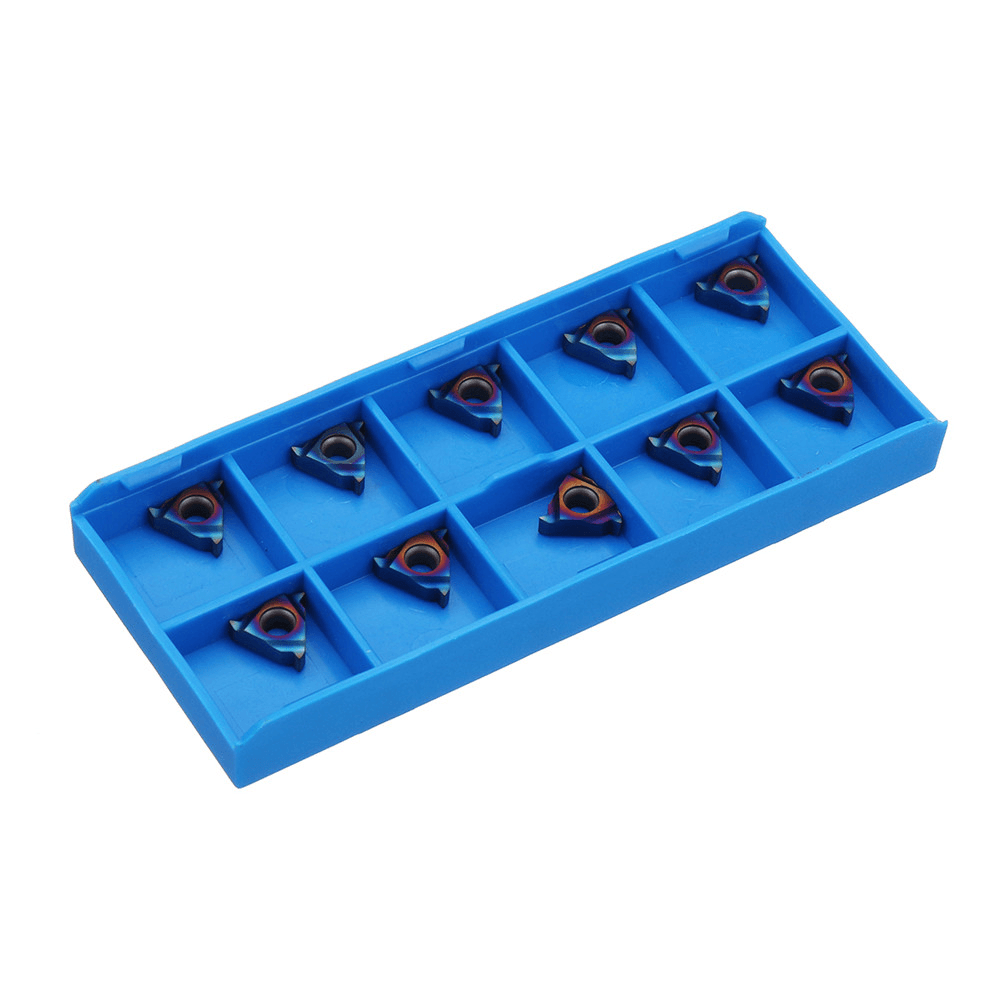 Drillpro 10Pcs HRC45 Blue Nano 11ER A60 Carbide Insert External Threading Insert