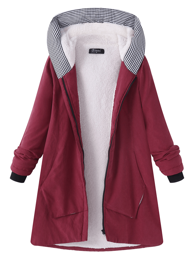 Casual Pure Color Hooded Pocket Coats - MRSLM