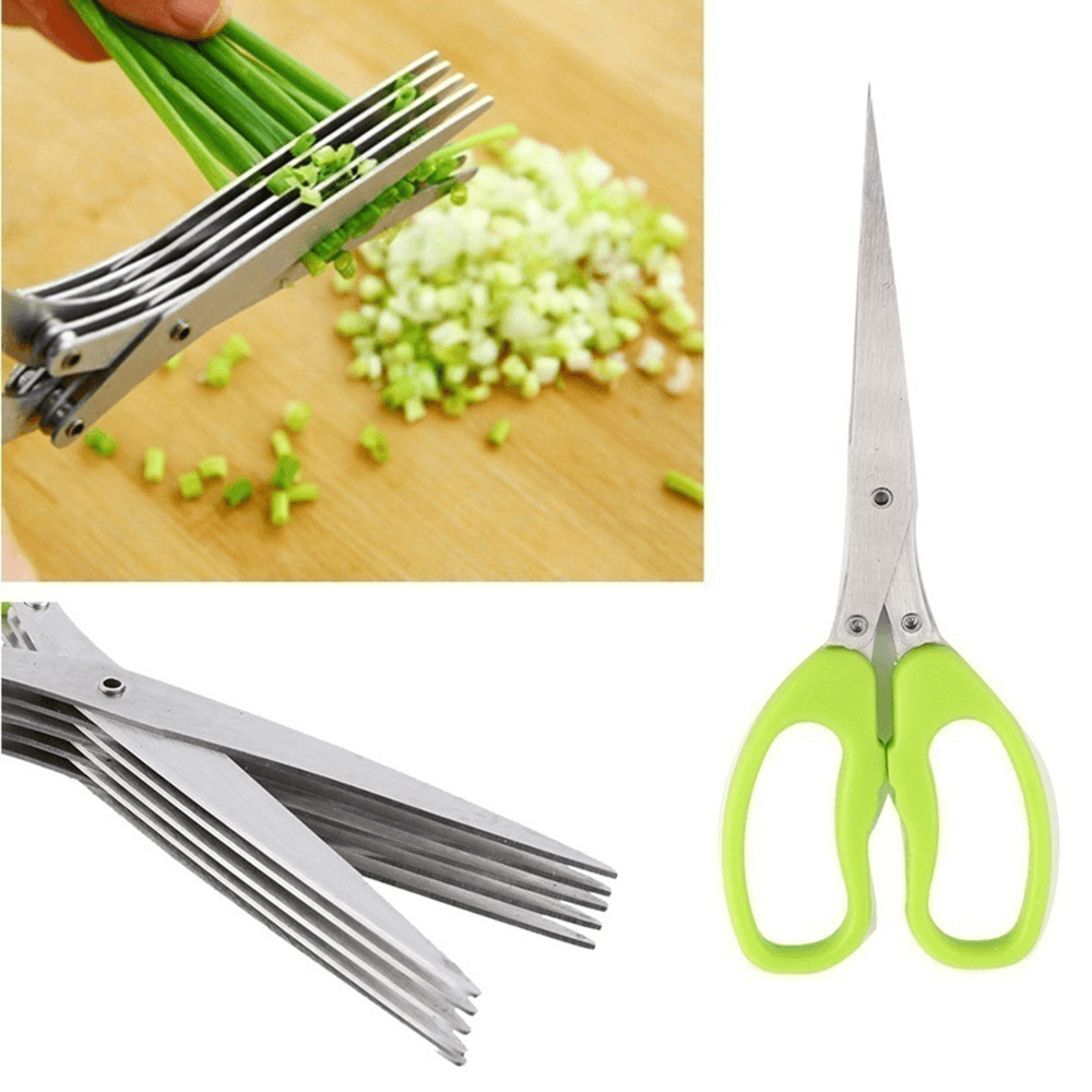 5 Layers Stainless Steel Scissors Multi-Layers Kitchen Scissors Scallion Cutter Herb Laver Spices Cook Tool for Kitchen Cutting Tool - MRSLM