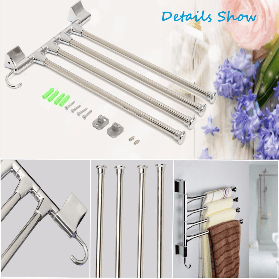 Bathroom Kitchen Wall Mounted Rotating Towel Rack Storage Hold