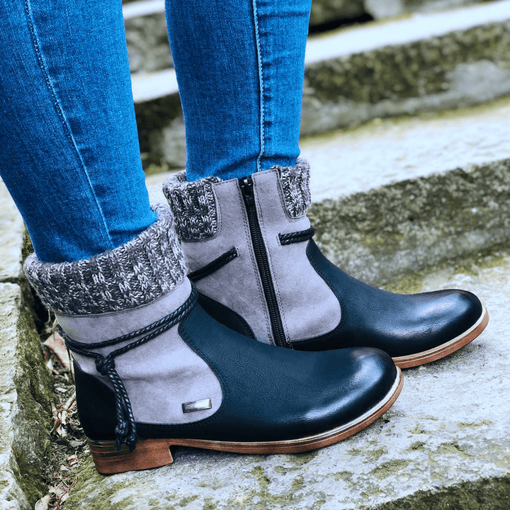 Large Size Women Retro Warm Daily Winter Sock Splicing Boots