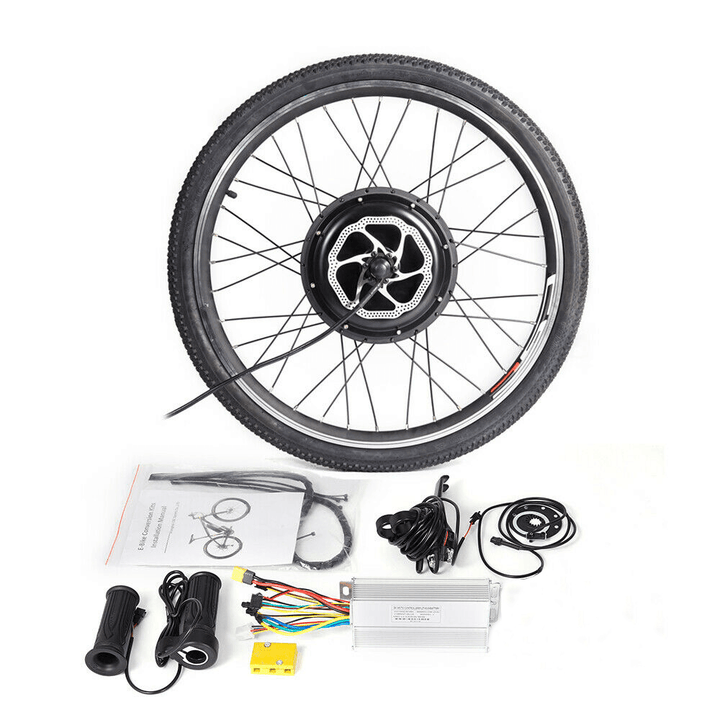 26Inch 48V 500W E-Bike Accessories Set Rear Wheels Motor Tire Disc Brake Power Cut-Off Brake Lever Storage Bag Twist Throttle Set Outdoor Cycling