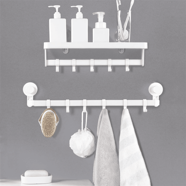 ABS No Drilling Storage Holder Towel Rack Bathroom Organizer Shelf