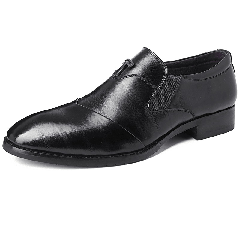 Men Pure Color Leather Business Dress Oxford Shoes