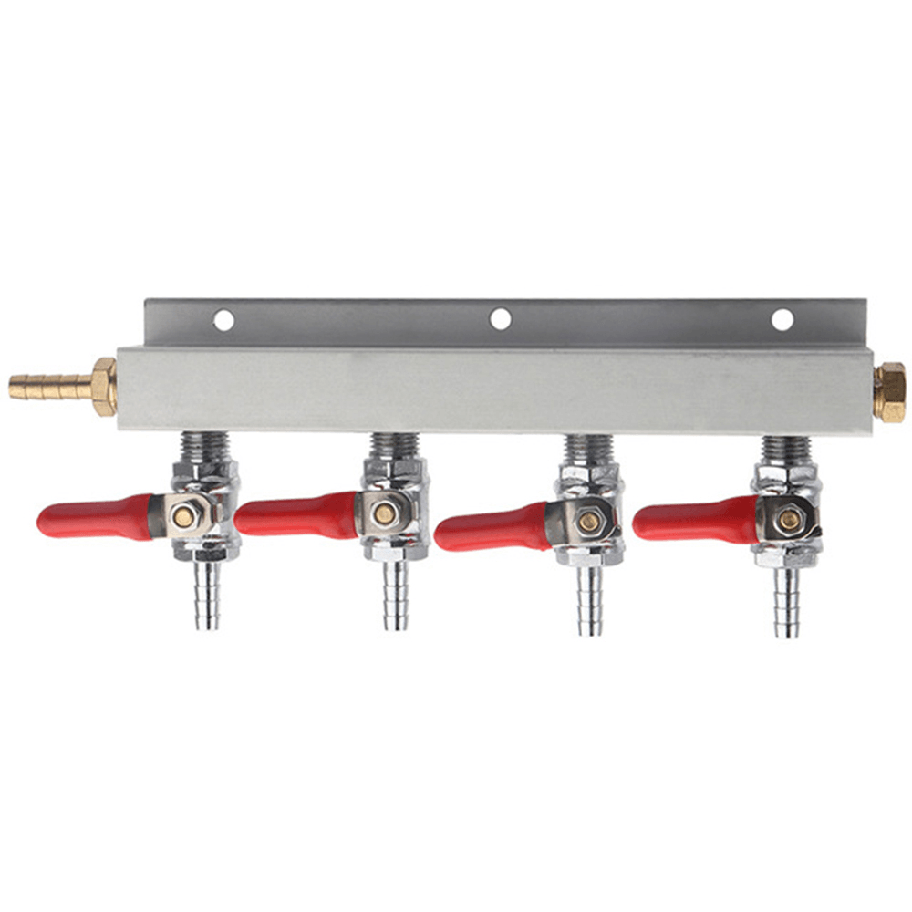 4 Way CO2 Gas Distribution Block Manifold with 7Mm Hose Barb Wine Making Tools Draft Beer Dispense